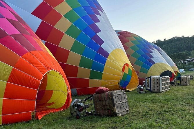 Hot Air Balloon ride in Tuscany countryside from Chianti - Taking off over vineyards and olive groves